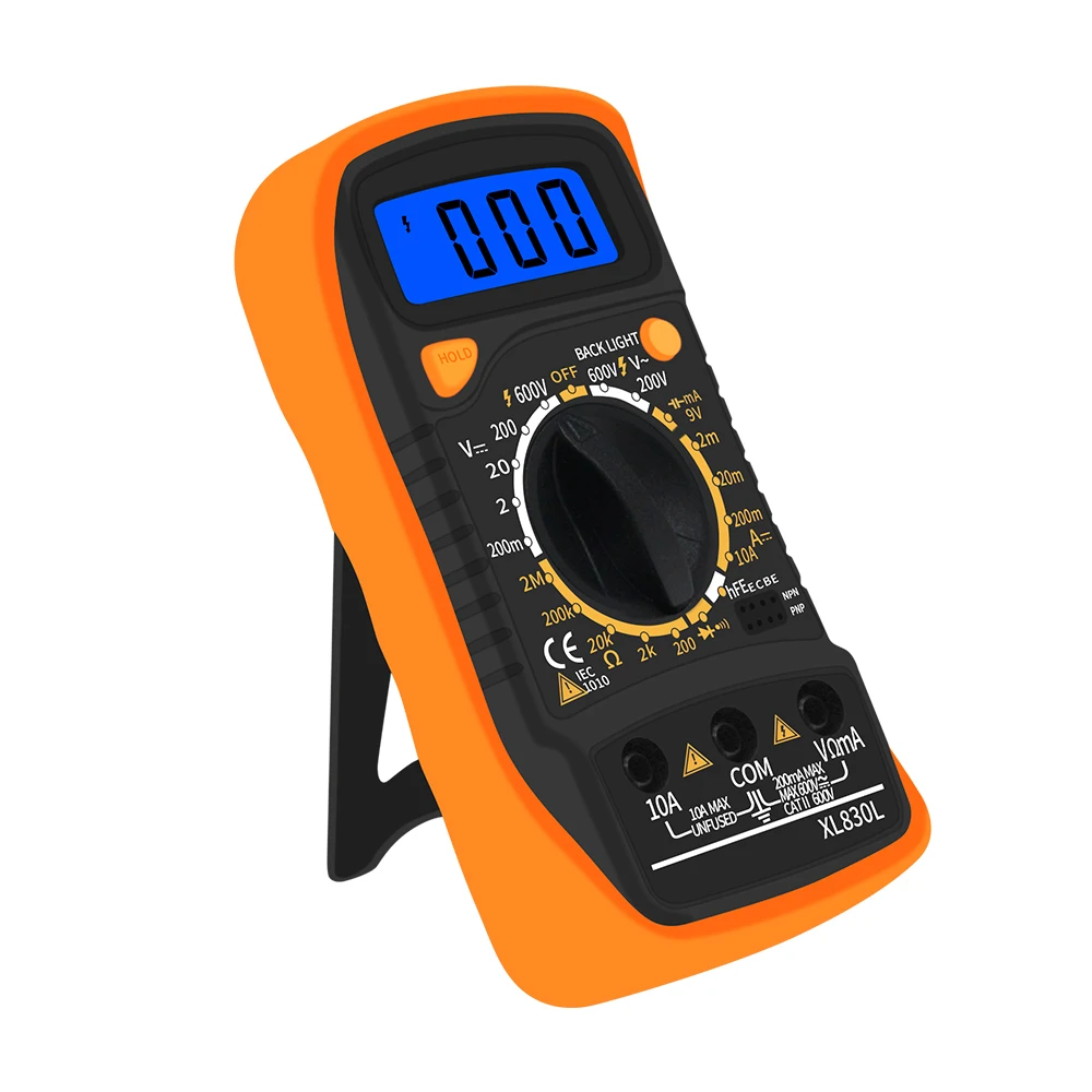 Portable Digital Multimeter Handheld Multimetro Backlight AC/DC Ammeter Voltmeter Ohm Tester Meter XL830L