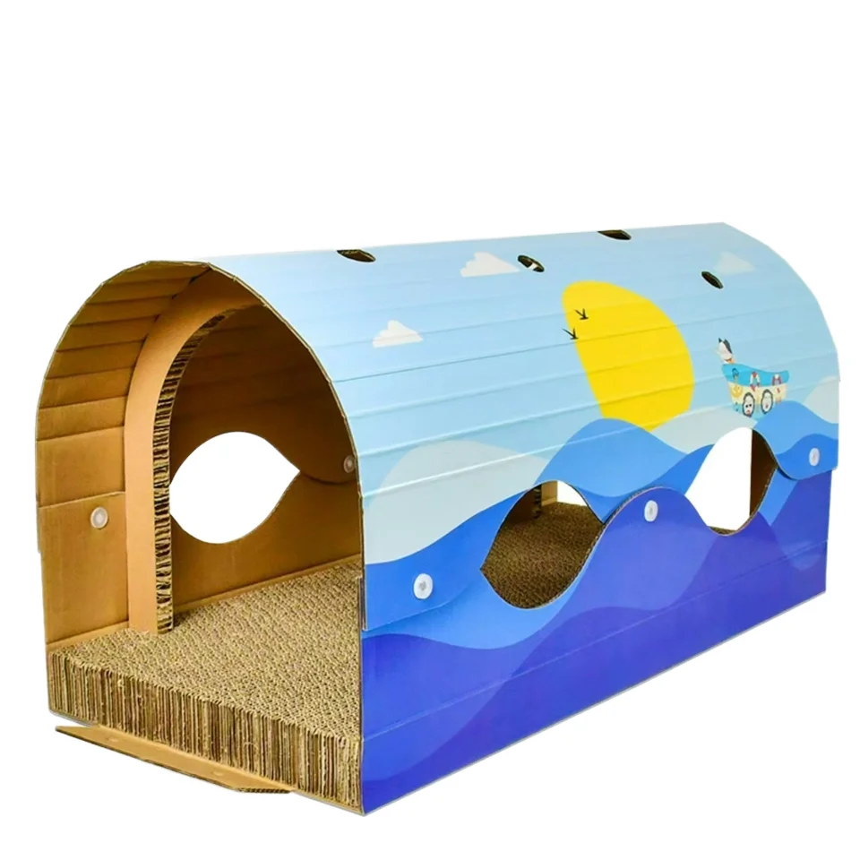 2024 hot selling DIY connectable and replaceable corrugated paper cat tunnel cat scratching board toy