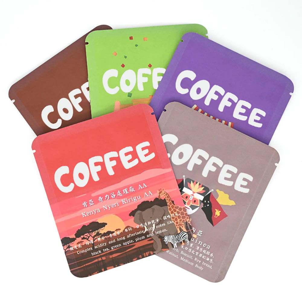 Customized Printed Coffee Envelopes Aluminum Foil Three 3 Side Seal Bag Drip Coffee Bag Packaging With Logo