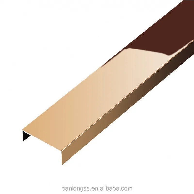 304 stainless steel flat bar decoration 8K rose gold stainless steel bar skirting line tile wrapping strip