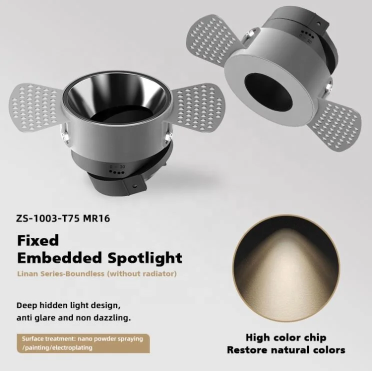 Nano Powder Spraying Spray Paint Electroplating Borderless Aluminum Adc12 Led Spotlight