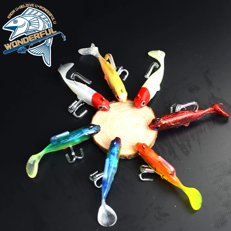 90mm Long Distance 3d Eyes Paddletail Swimbait Soft Plastic Casting Jig Fishing Lead Lure