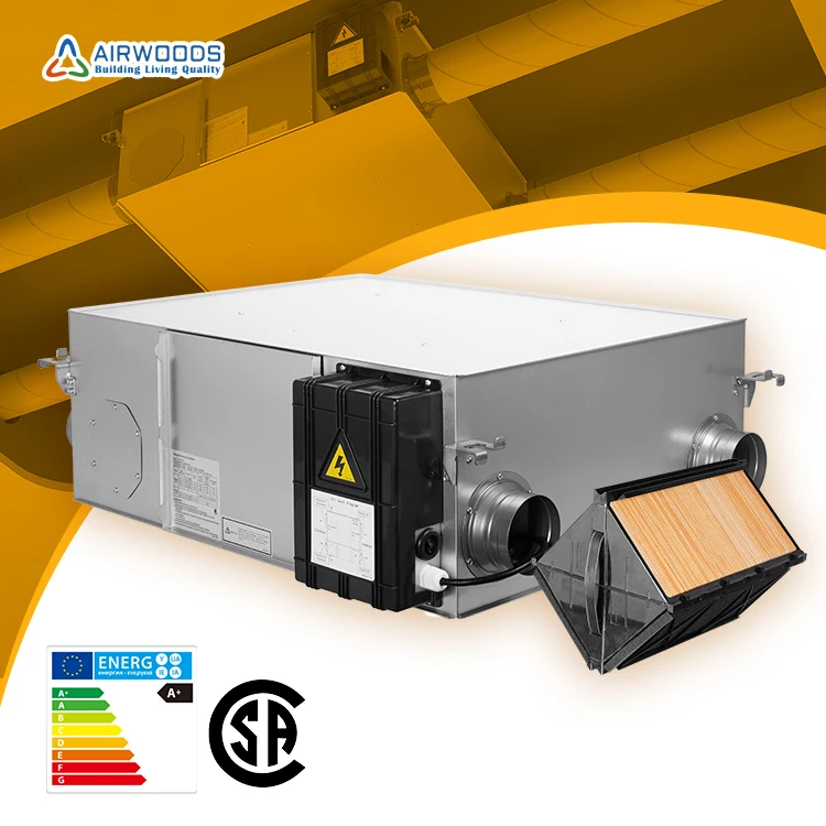 DF Airflow 29-40 DB Noise Airwoods CFA Ceiling ERV with 2000 M3/h Maximum 5th Generation Heat Exchanger