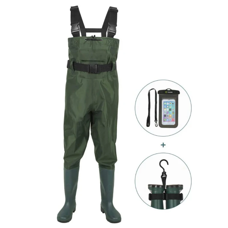 wholesale outdoor camping hunting waterproof pvc chest suit fishing wader with boot