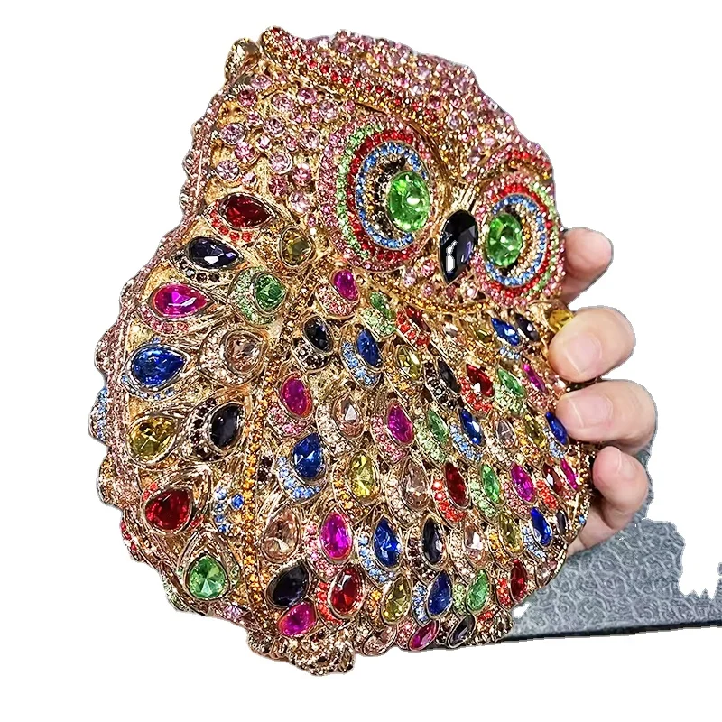 2024 NEW YCH hot sale owl animal bling bags women rhinestone party clutch bag evening bags crystal handbags luxury Ladies purse