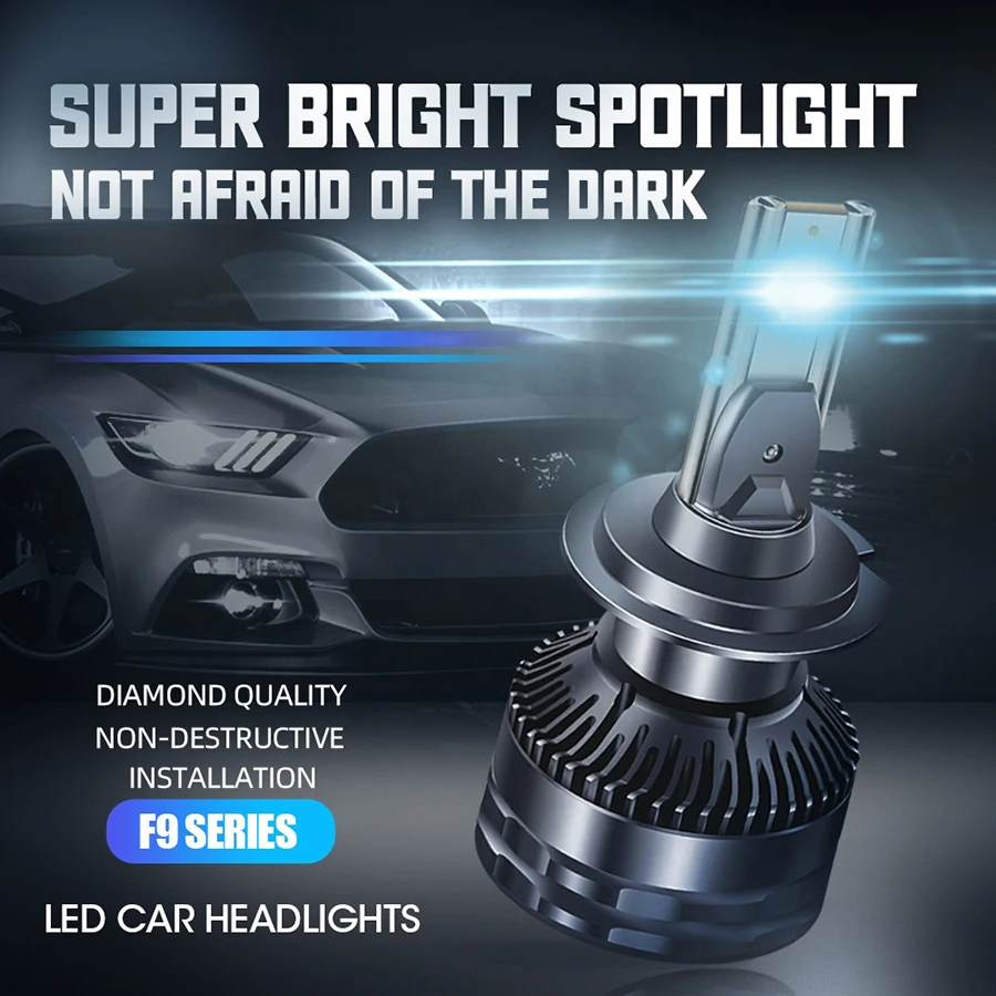 Auto Lighting System Super Bright High Power F9 Car Led Headlight Bulbs 100w 20000 lumen H4 H7 H11 Led Lights