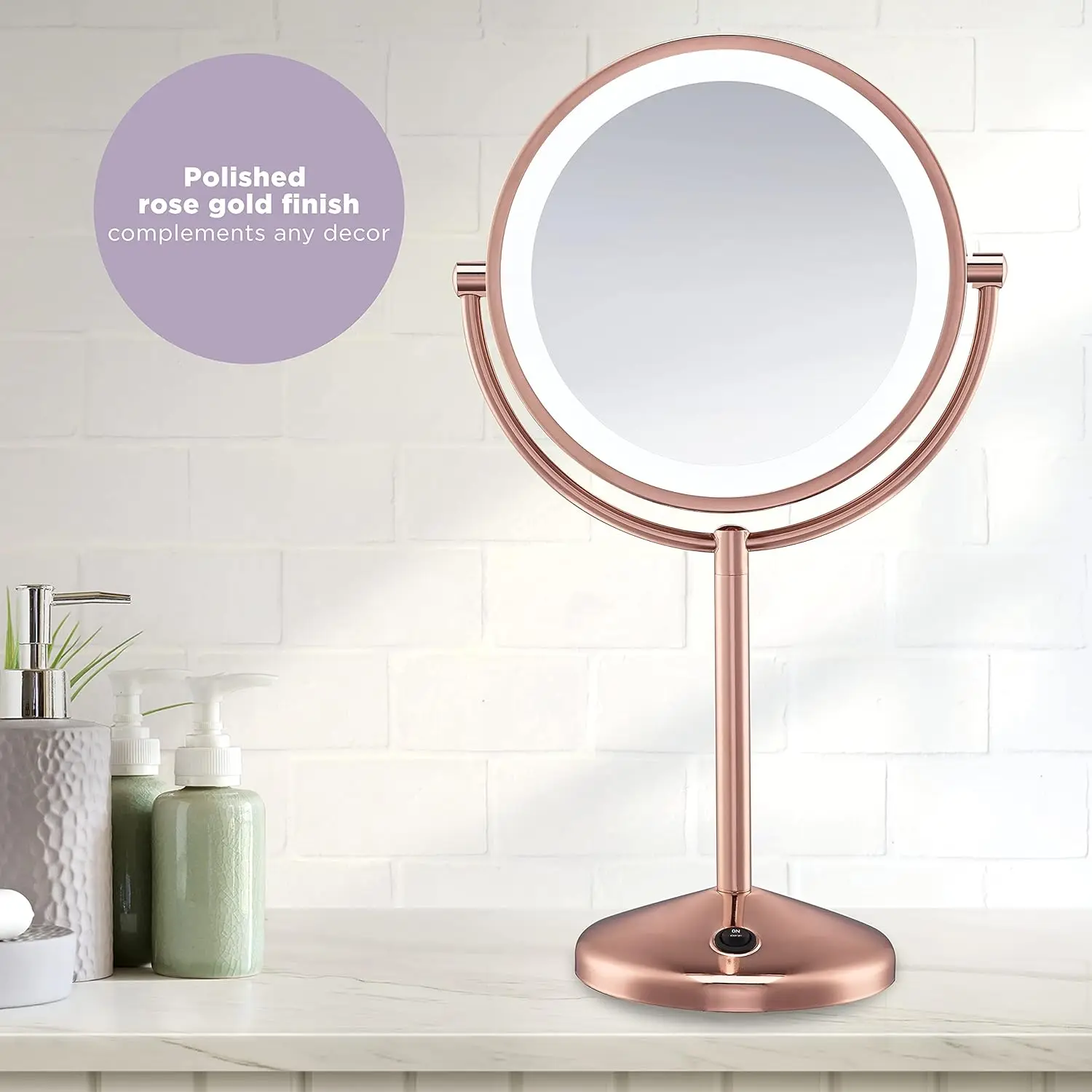 LED Light Vanity Mirror table Makeup Mirrors Style Modern Customized Logo Chrome Round Cosmetic Mirror