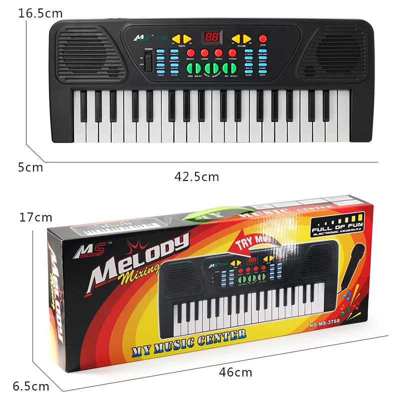 37-key Charging Musical Learning Toy Electric Keyboard Piano with Mic Toys for Kid