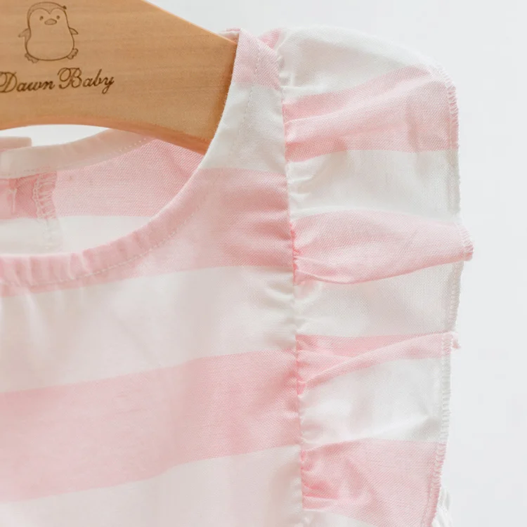 F1726 Bow Baby Dress Summer Baby Girl Cotton Dresses Cute Sleeveless Lace Baby Dress