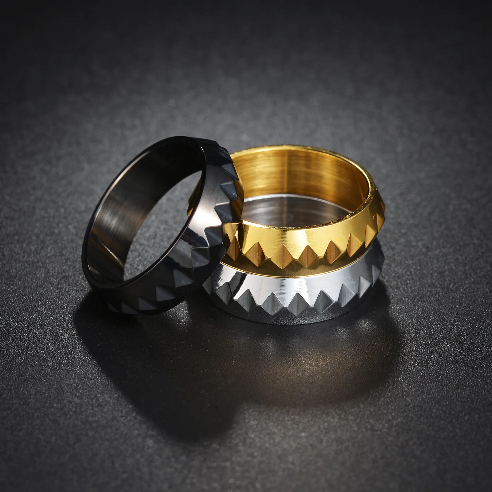 Inoxidable Stainless Steel Ring Waterproof Facet Diamond Cut Fidget Ring No Faded Stainless Steel Self Defense Ring Men Women