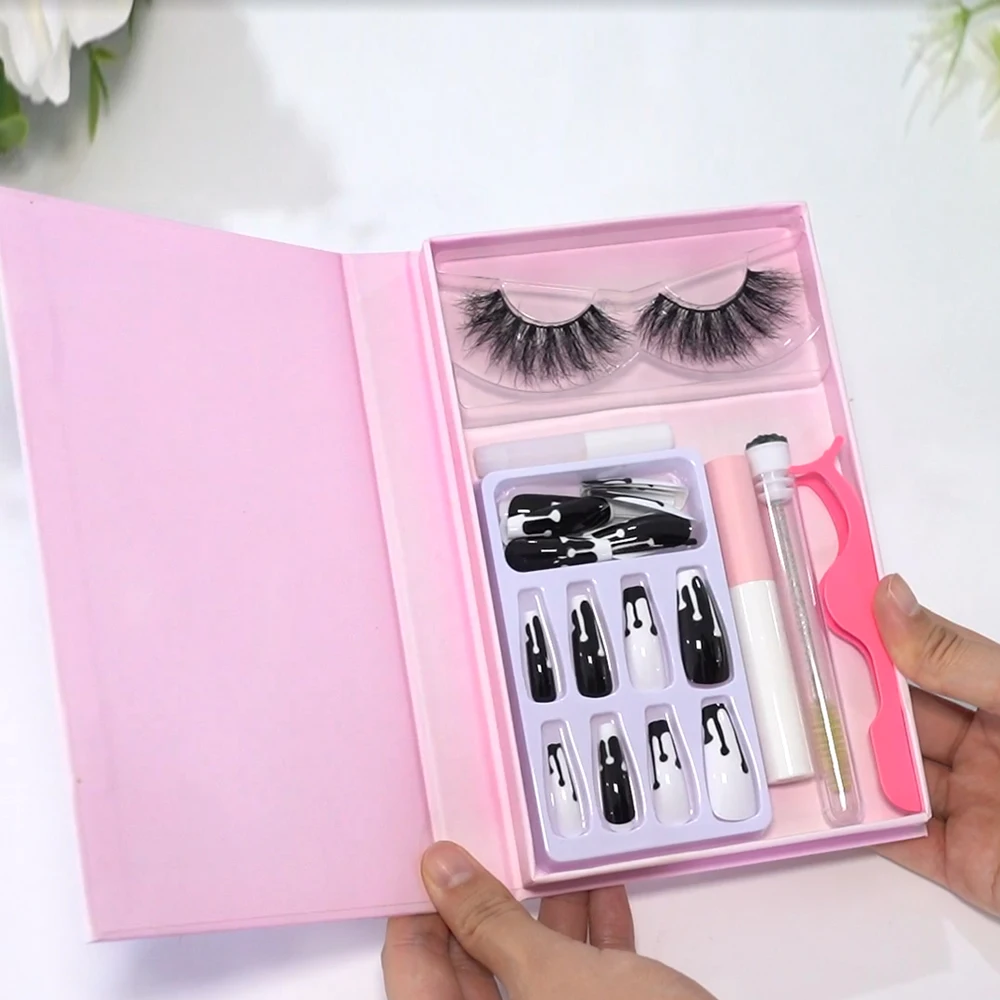 Meet All Luxury Private Label Super Long 3d Flower Fake Nails Press On Artificial Nails Hot Pink With Logo Wholesale 24pcs