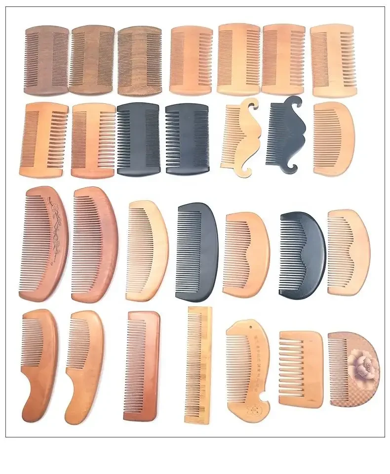Wholesale Wooden Lice Comb OEM Engraved Logo Black Hair Beard Comb For Home Use