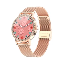 Luxury 1.28inch Full Touch Women Smart Watch GW25 Realtime Heart Rate Menstrual Period Reminder with Zinc Alloy Case