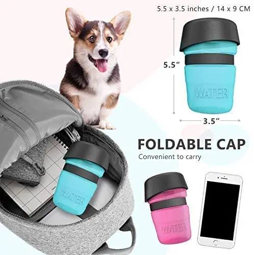 
2021 New Drop Shipping Portable Silicone Collapsable Travel Dog Water Bottle 