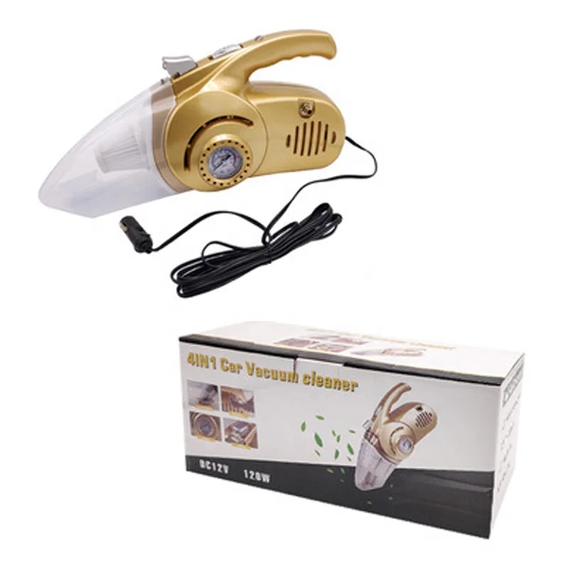 4-in-1 Tire Pressure Gauge Inflatable Pump Multifunction Car Vacuum Cleanr Air Pump Car Dry and Wet 12V Dust Collector