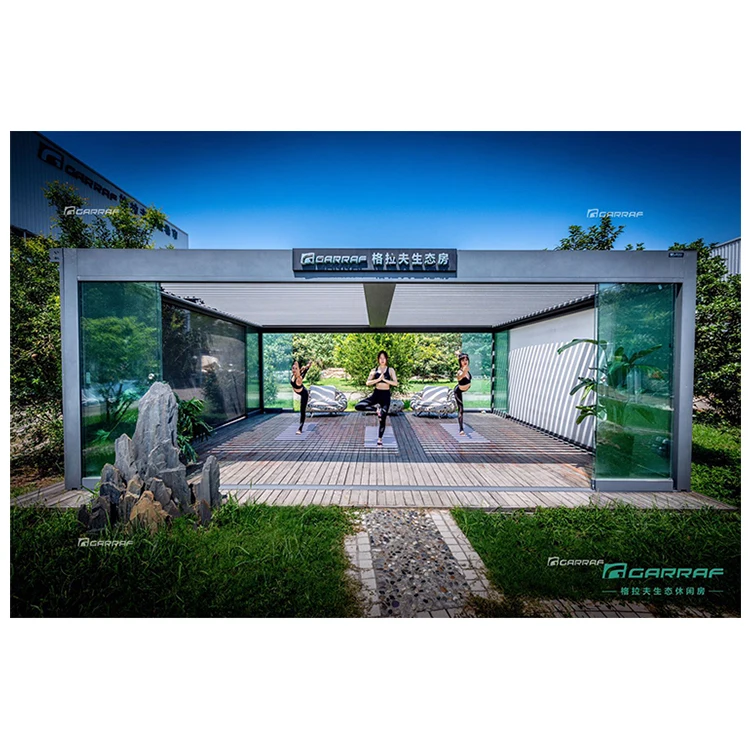 Summer House Opening Louver Roof Motorized Roofing Awnings Pavilion Pergola For Deck