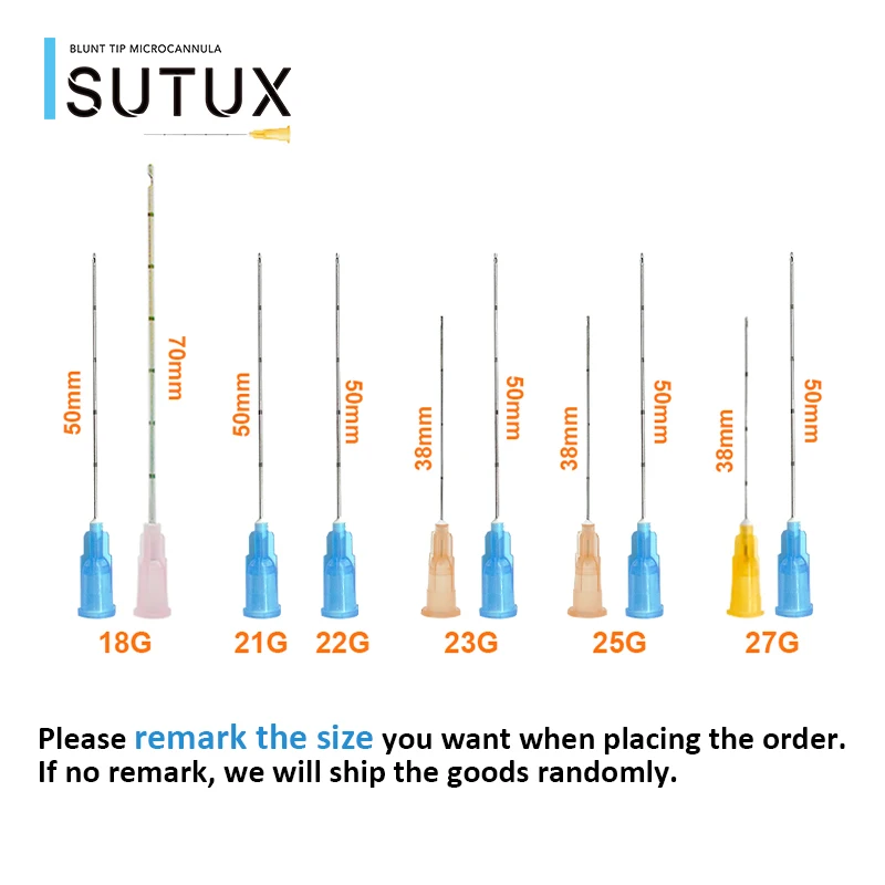 18g 21g 22g 23g 25g 27g 30g dermal cannulas for syringe filler
