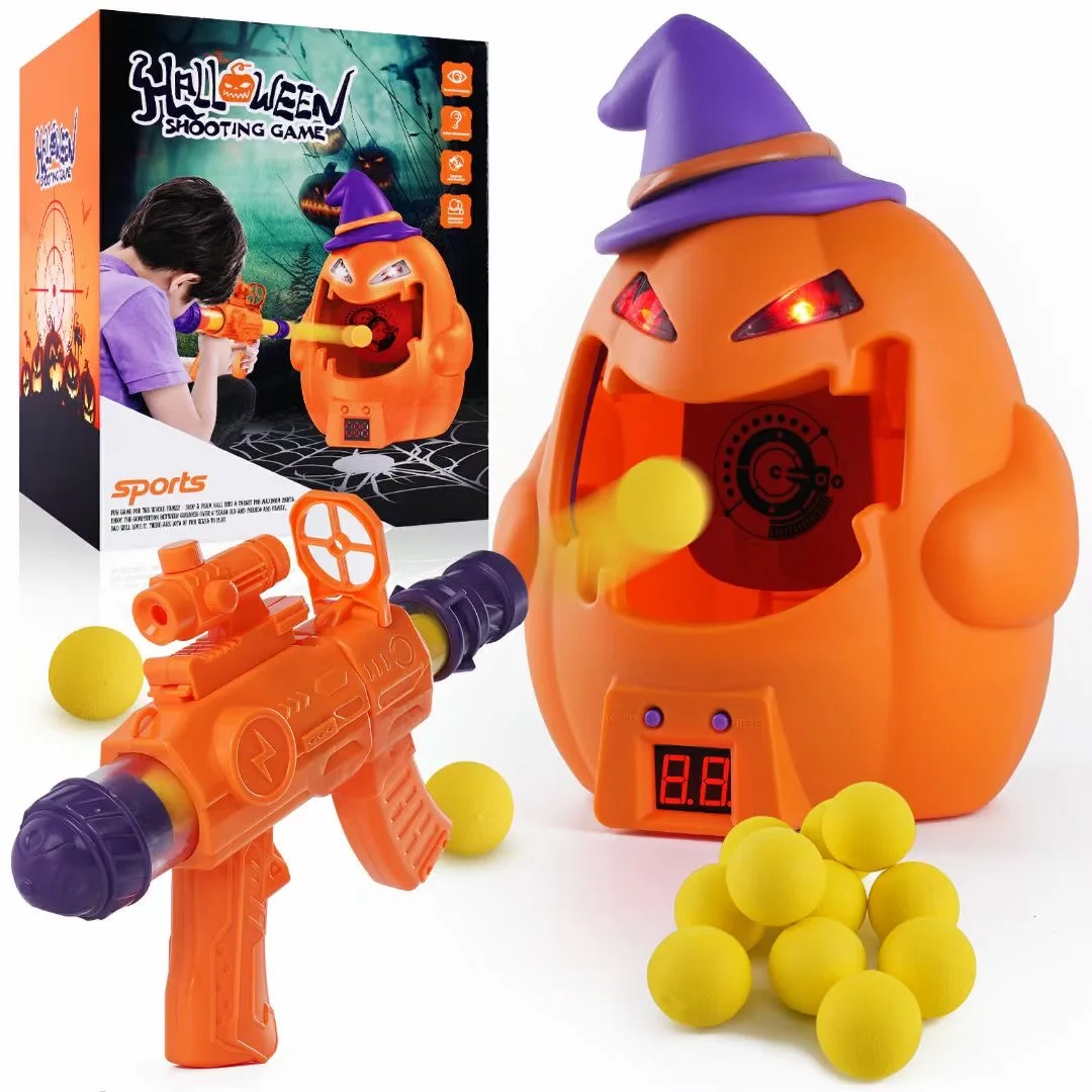 Amazon Top Selling EVA Foam Ball Air Gun Shooting Pumpkin Kids Plastic Sport Game Halloween Toys