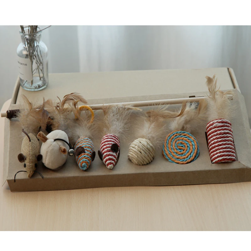 
Hot selling Interactive Cat Toy Set 7 pcs Mouse Toy Gift Box For Best Cat Toy Ever 
