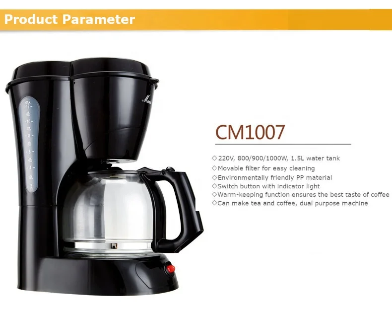 1.5Liter Portable 2 In 1 Electrical Cafe Maker 220V Coffee Machine Desktop Drip Coffee Maker