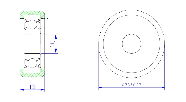 Кухонного шкафа часть BS620036-13 10x36x13 мм пластиковое нейлоновое роликовое колесо