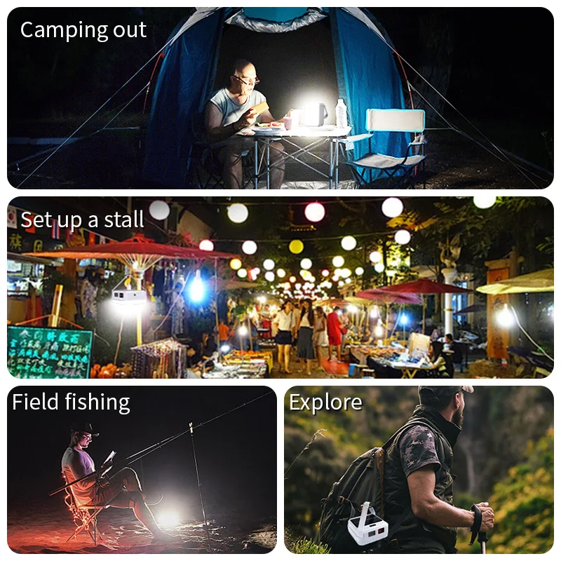 New Outdoor Solar USB Rechargeable Camping Hanging Light Tent Power Outage Emergency Lighting LED Camping Lantern
