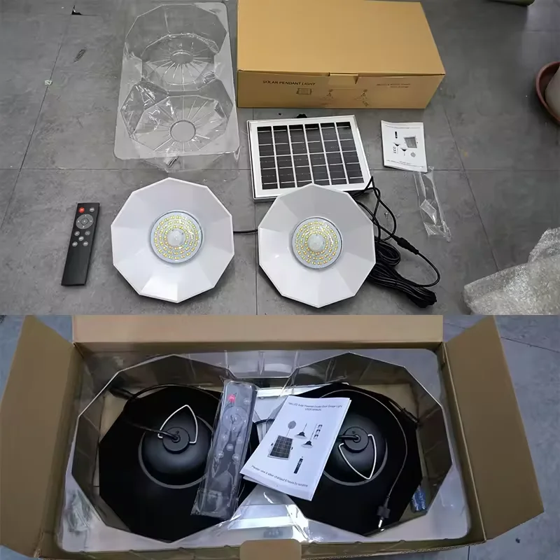 Outdoor Waterproof Solar Hanging Lamp 1200 lm Remote Led Shed Indoor Solar Pendant Lights