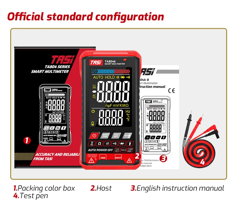  TASI TA804B 5999 Counts Multimeters Digital Color LCD Screen Smart
