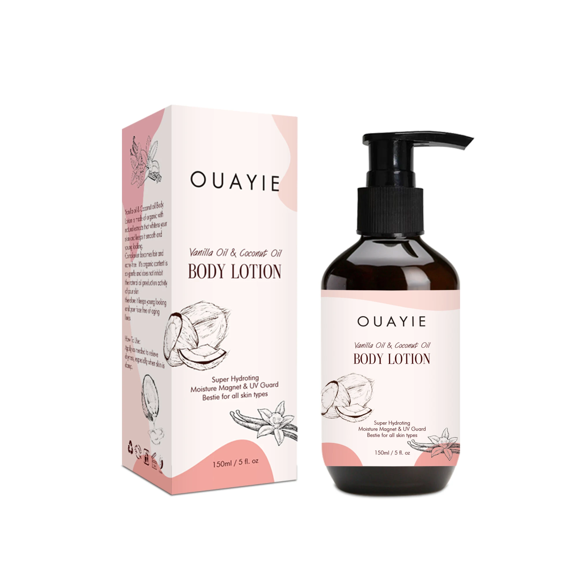 BLIW Private Label Organic Natural Super Hydrating Moisturizing Brightening Skin Vanilla Oil & Coconut Oil Body Lotion For Women