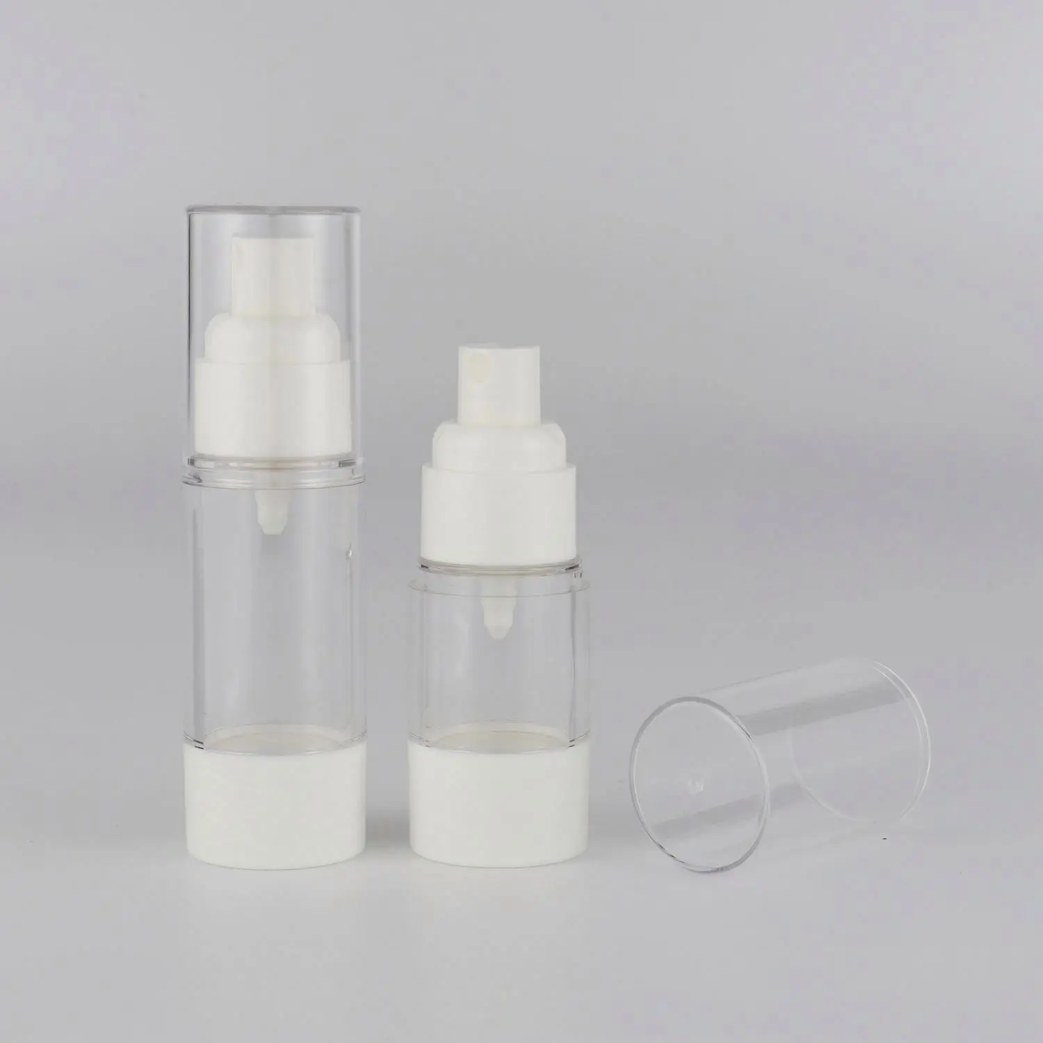 Stock clear In stock 15ml 30ml 50ml Mini Atomizer white head Mist Airless Spray Bottle Packaging Cosmetic Airless Pump Bottle