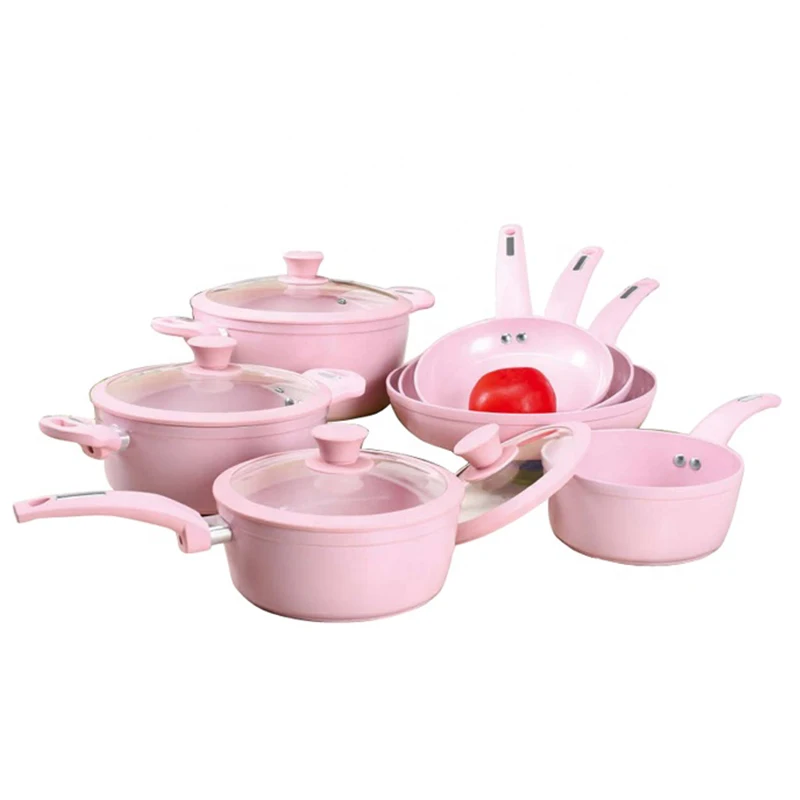 Aluminum pink ceramic coating royalty line cookware