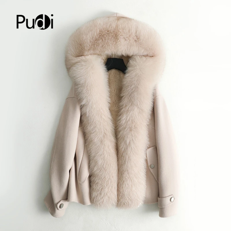 Women real wool coat lady Rex rabbit lining fox fur collar jacket female Fall/Winter fur parka outwear ZY126