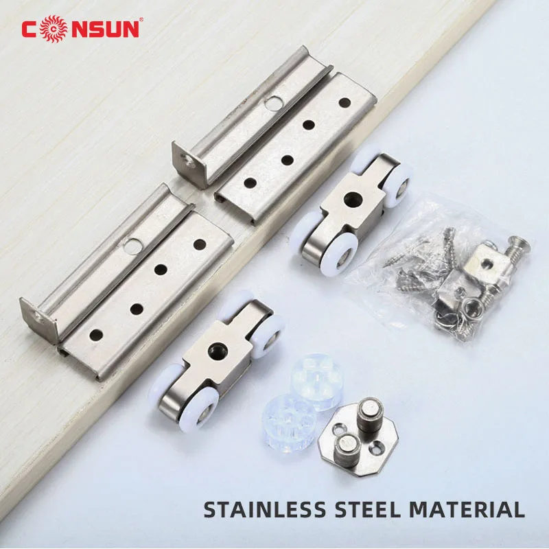Stainless Steel Hanging Wardrobe Door Sliding Wooden Shower Glass Door Wheel Roller SR666-W