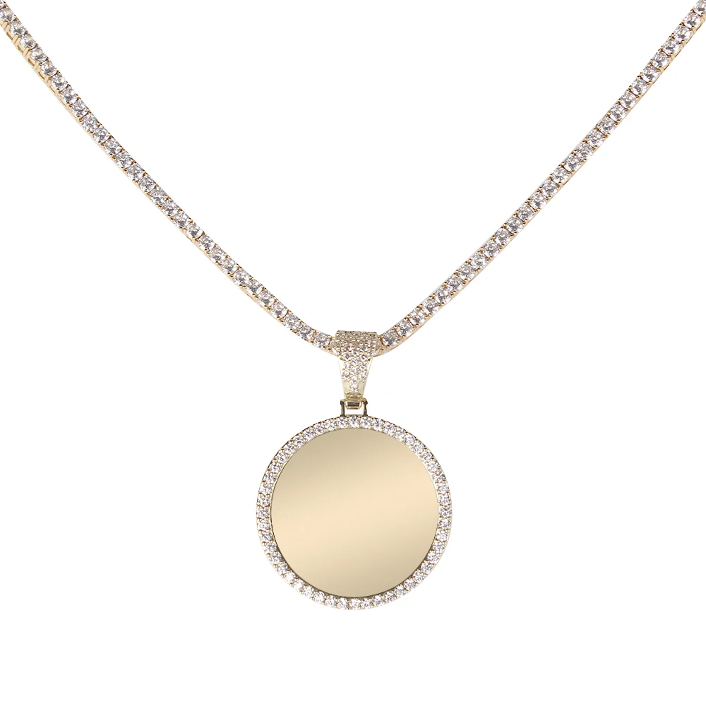 
Custom Photo pendant Memory Medallions picture Necklace Tennis Chain Hip Hop Jewelry Personalized Cubic Zircon Chains 