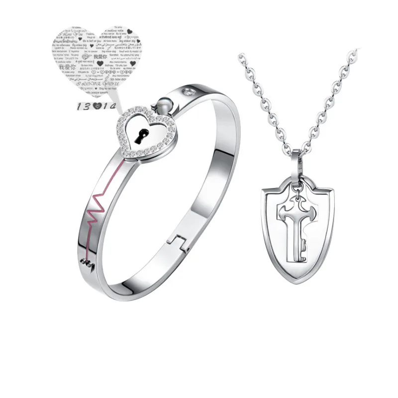 Explosive Jewelry Bracelet Couple Concentric Lock Key Titanium Steel Bracelet /