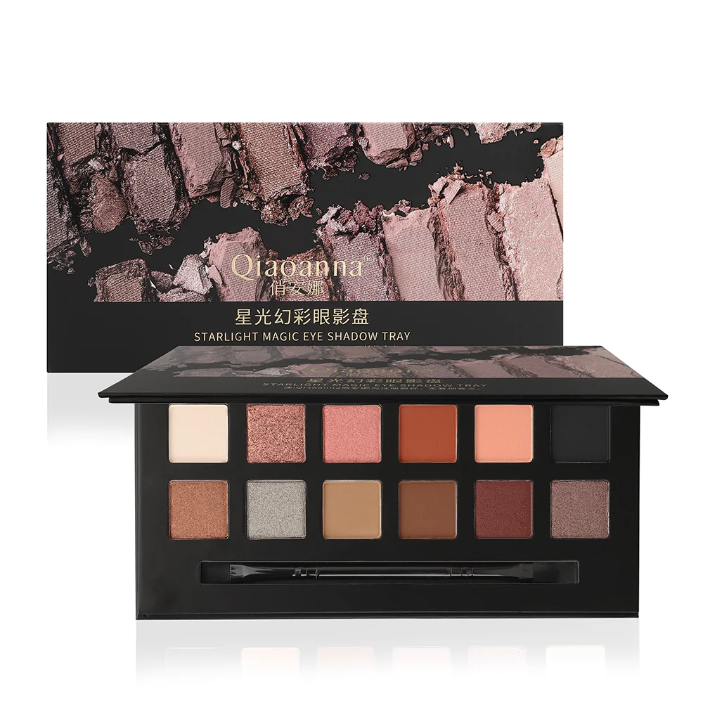2023 Waterproof Smokey Professional 12 Colors Eyeshadow Palette Natural Nude Matte Glitter Pigment Eye Shadow OEM Makeup