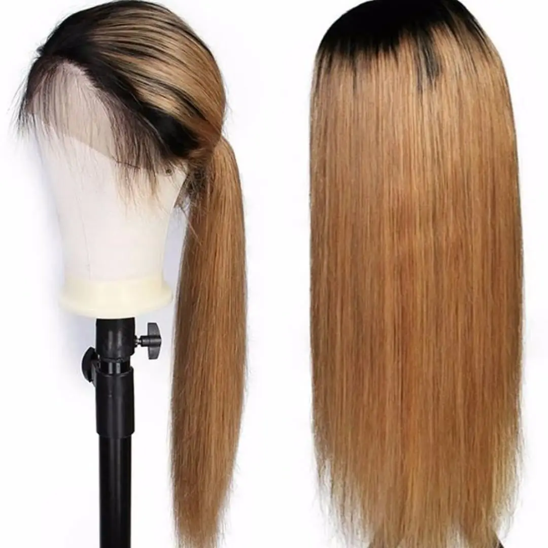 Honey Brown Piano Color Brazilian Human Hair Bundle Bouncy Curl 10A Double Drawn Packet Human Hair With Frontal Hair Extension