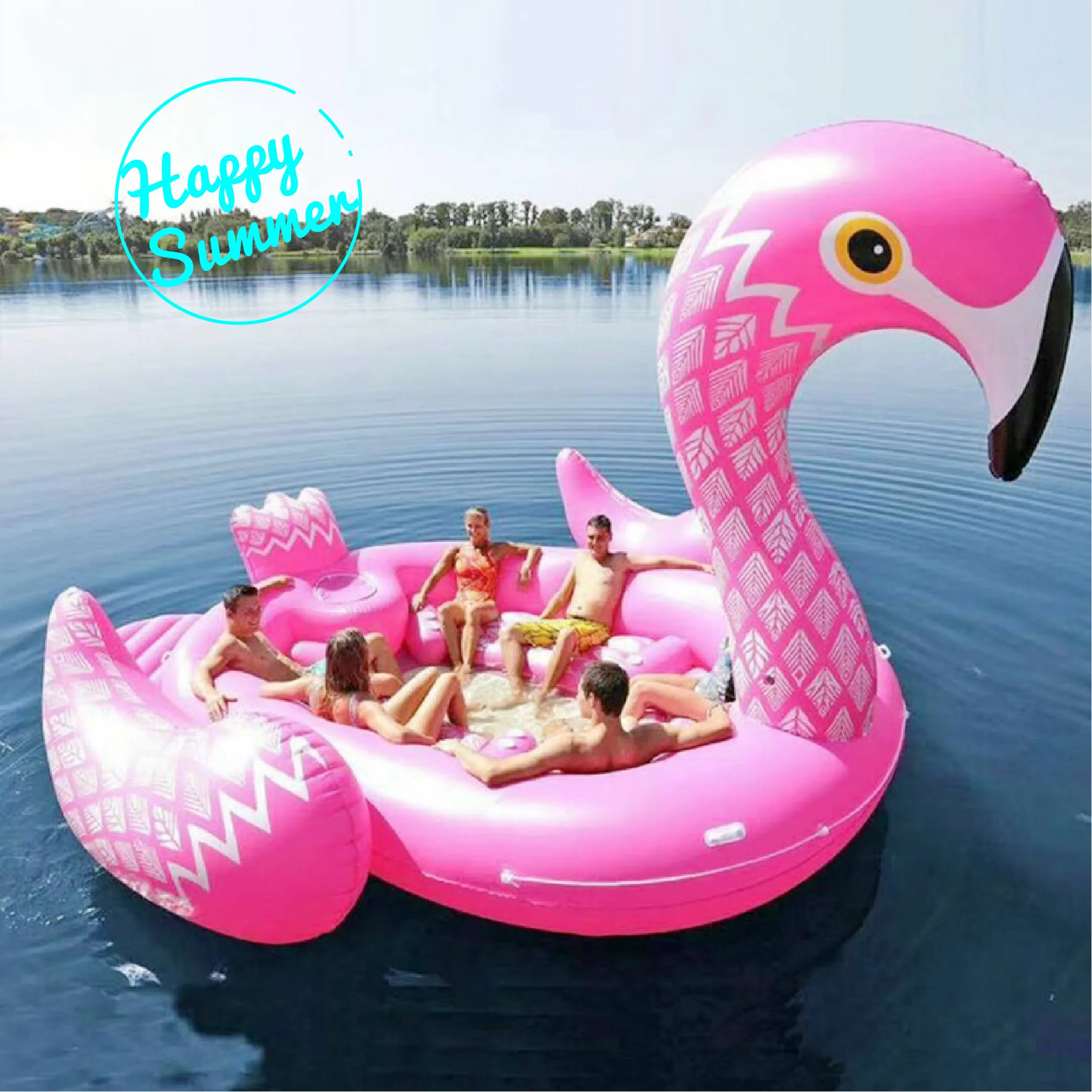 Top Quality Custom Great White Inflatable Ride-on Plastic Water Floating Toys Adult Swimming Pool Float