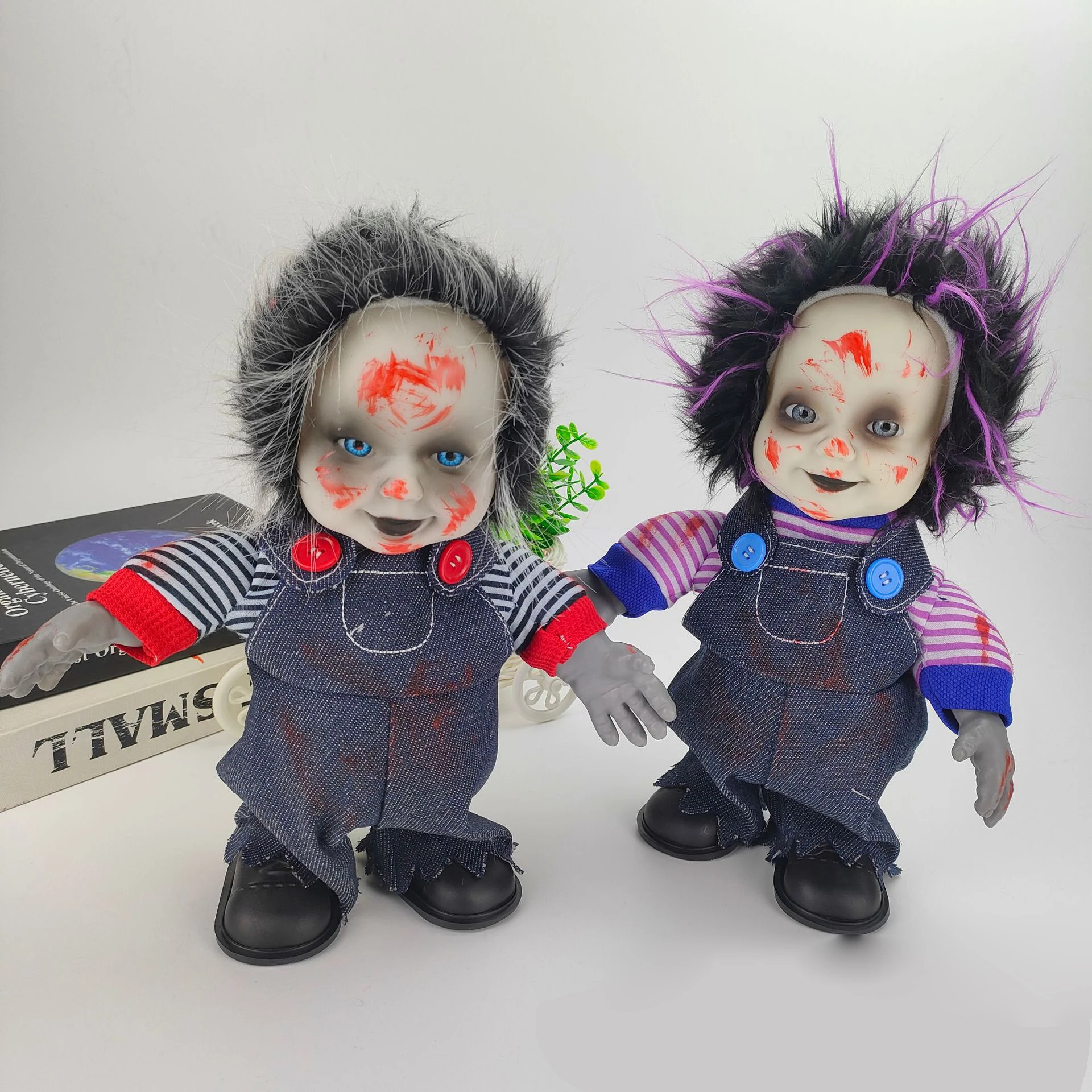 New design Custom ghost dolls Halloween decoration electric plush toy  with moving and singing dolls for kids