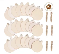 Bestselling 60 PCS DIY Wood Circles Decorations Wooden Christmas Ornaments for Crafts Centerpieces Holiday Hanging