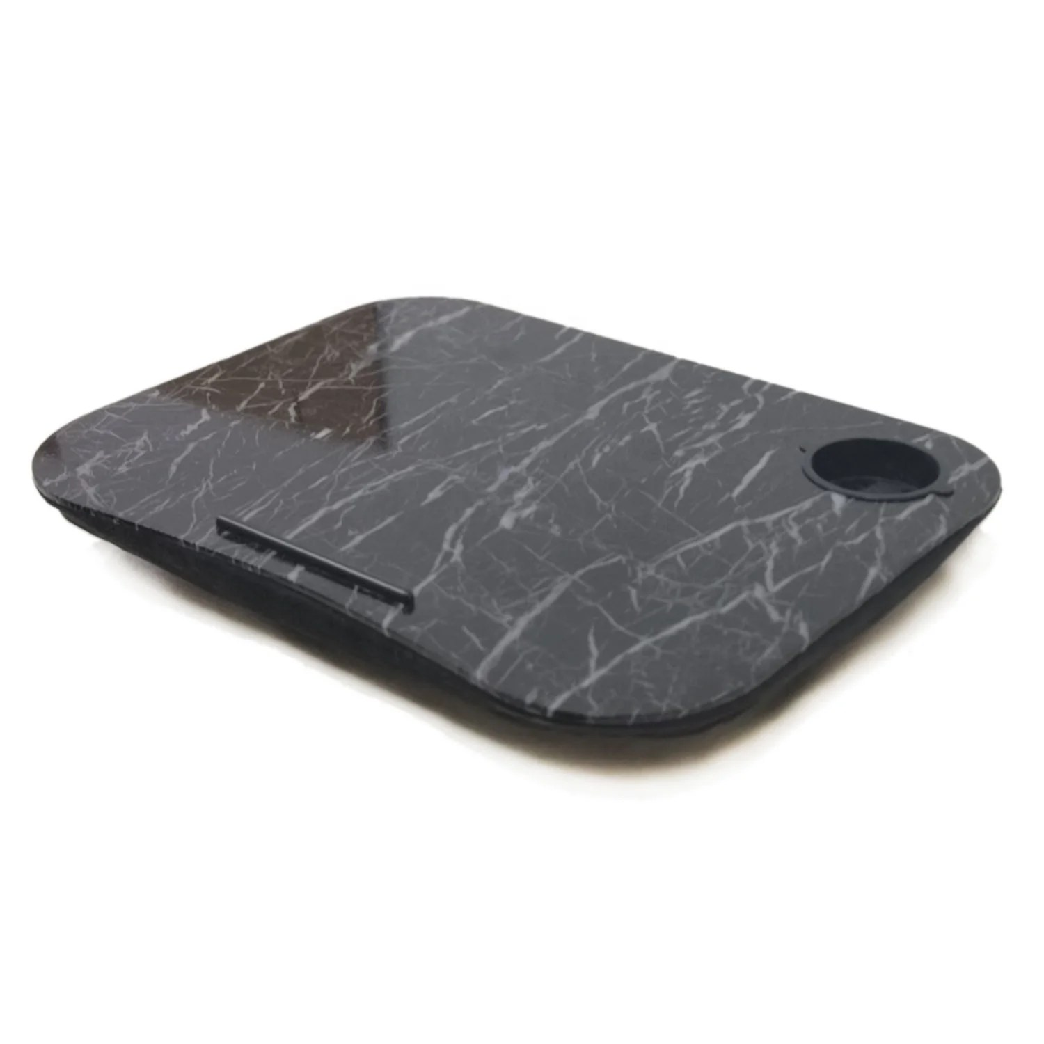 customized mable design black wooden IPAD desk marble laptop desk with holder with soft pad small knee desk table