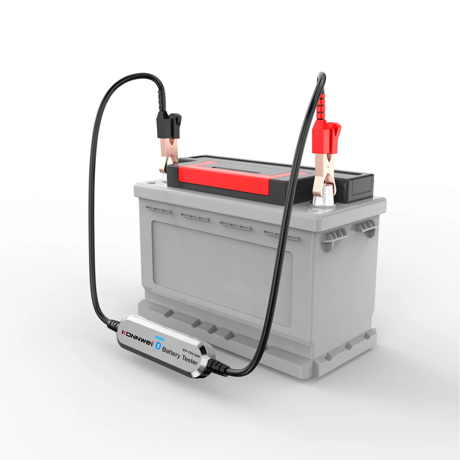 KONNWEI BK200 Car Battery Tester Battery Clip Tester Analyzer Support 6V-12V-24V BLACK AND SILVERY