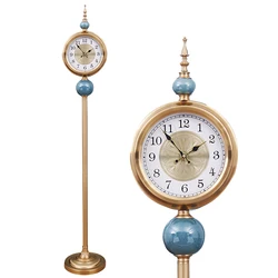 12 inch luxury home living room creative decoration metal vertical clock fashionable ceramic Christmas gift silent floor clock