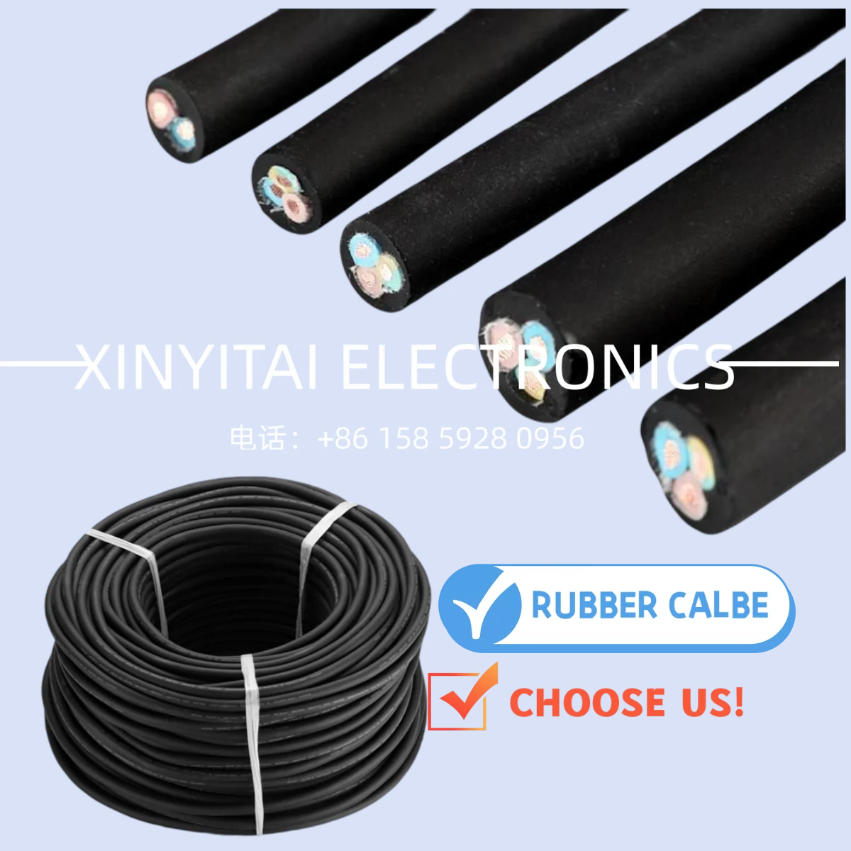 High temperature VDE H05RN-F 2*0.75mm 2*1.0mm 2*1.5mm rubber wire cable stranded copper outdoor waterproof