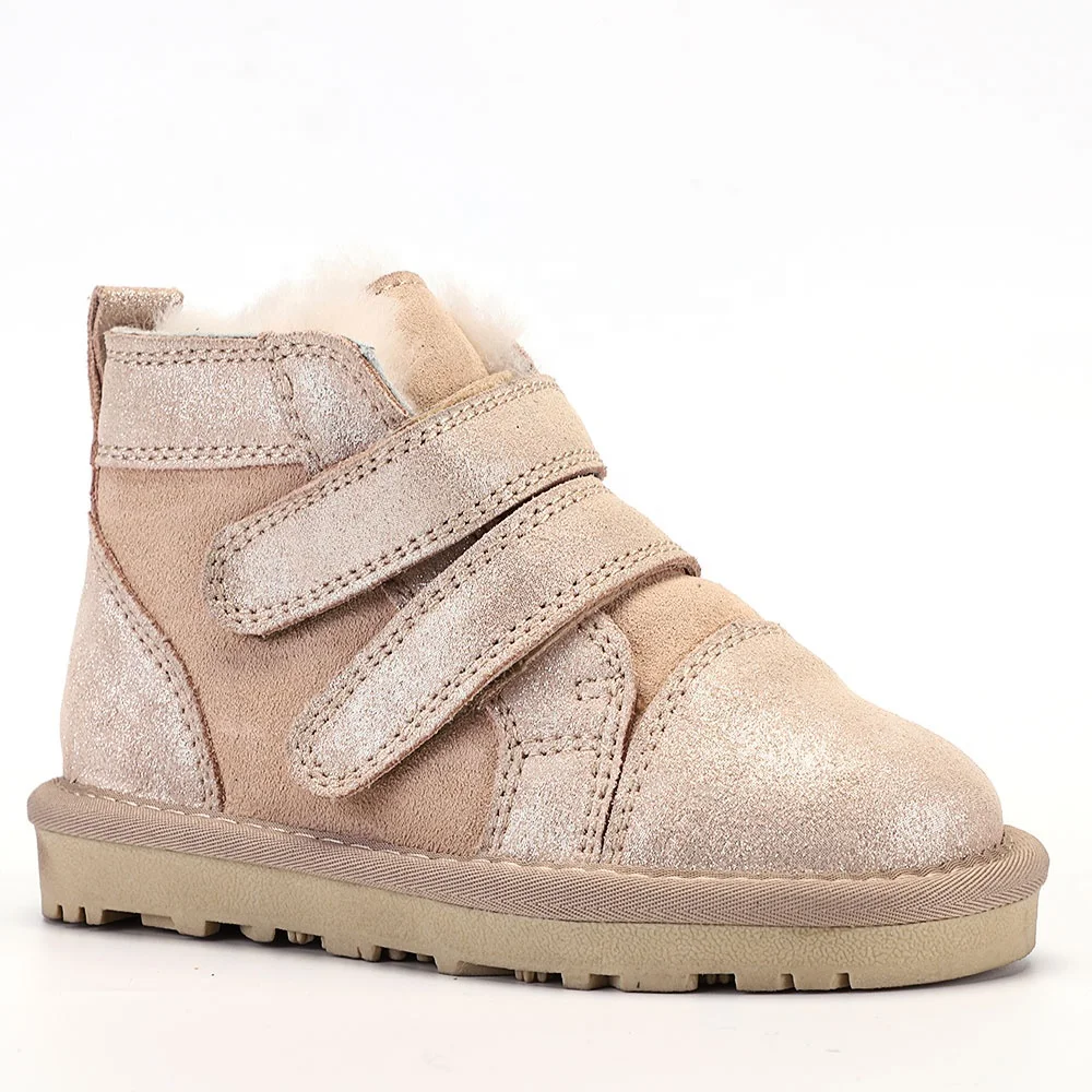 Замшевые Кожаные детские ботинки для девочек ботильоны мальчиков оригинальная детская Короткая Повседневная обувь зимние