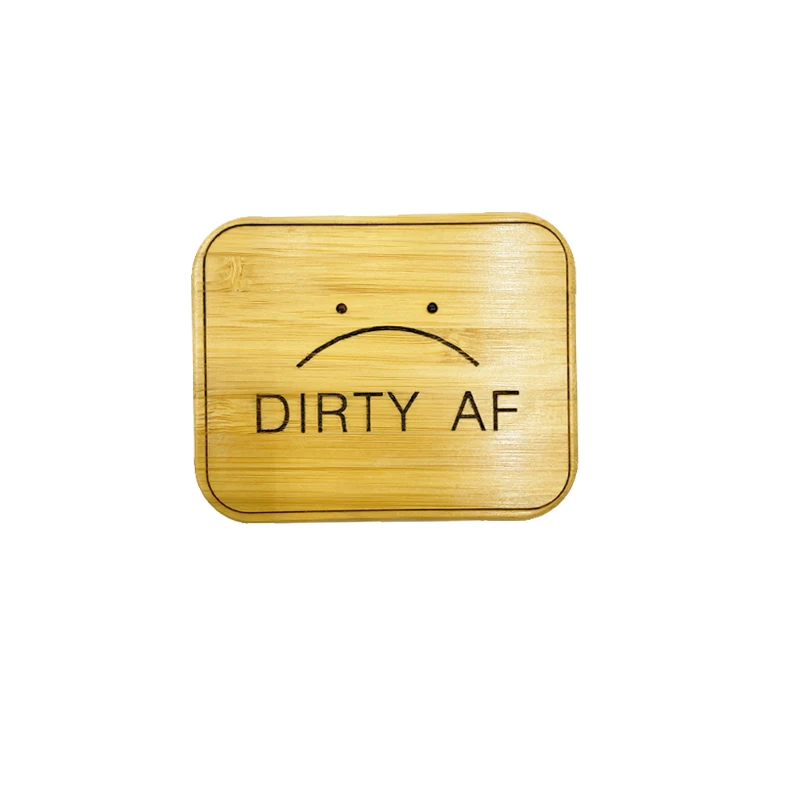 Custom Round Or Square Double Sides Dishwasher Sign Reversible bamboo Laser engraving Dishwasher Magnet Clean Dirty Sign