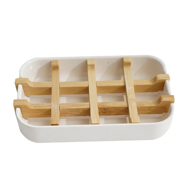 High Quality Bamboo fiber soap box biodegradable bamboo wood soap storage dish household bathroom drain soap holder