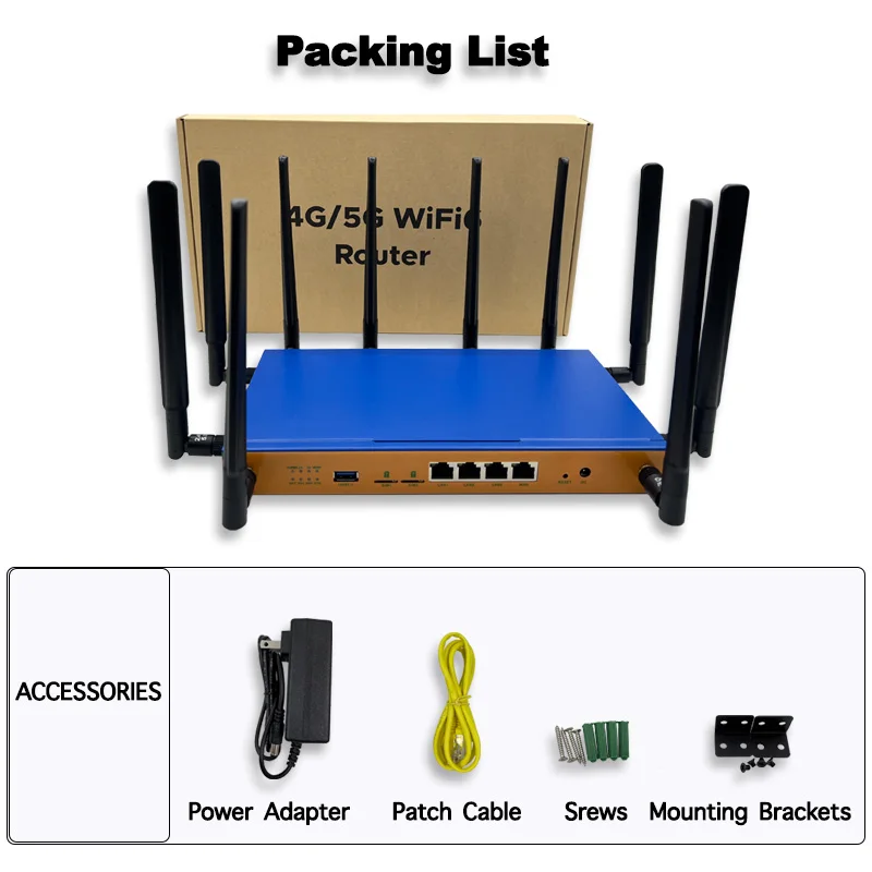 Dual Sim Card WIFI6 Cpe Support 4g or 5g Module Rm520n Rm530ngl Two Nona Sim Card Slot 2.4G & 5G Openwrt Usb