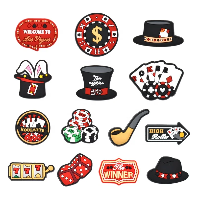 Winner Designer PVC Sandals Las Vegas Raiders Accessories Roulette Shoe Charms Wholesale for Shoes Charms
