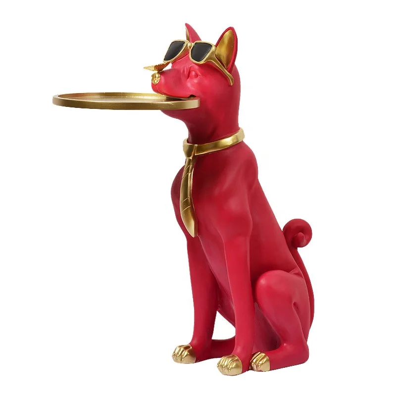 living room cabinet resin crafts creative poodle dog statue sculpture resin decorations gift floor tray storage for home decor